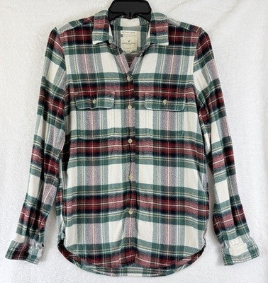 American Eagle Amazingly Soft Shirt Small Womens Red Plaid Top Long Sleeve