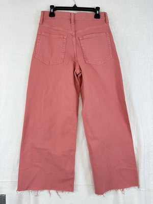 Gap High Rise Stride Ankle Jeans 24 00 Petite Coral Pink Raw Hem Womens New NWT