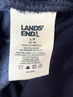 Lands End Velour Joggers Large Petite Womens Blue Sweatpants Pull On Pants LP
