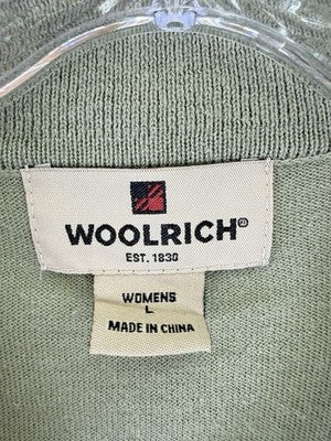 Woolrich Sweater Womens Large Sage Green Button Front Short Sleeve Tops