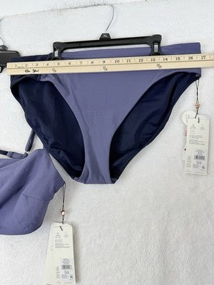 CALIA Womens Swim Bikini XL Top Bottom Set Looped Front Purple Swimsuit New NWT