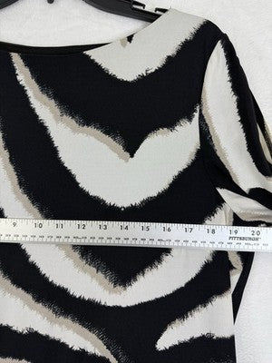 Chicos Size 2 Dress Zebra Print Blouson 3/4 Sleeve Cold Shoulder Womens Large