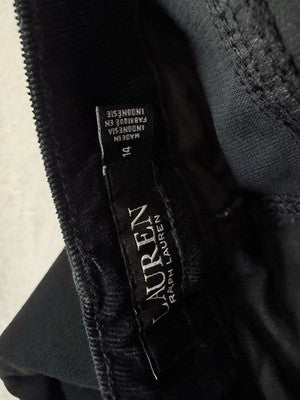 Lauren Ralph Lauren Corduroy Pants 14 Womens Black Mid Rise Straight Leg New NWT