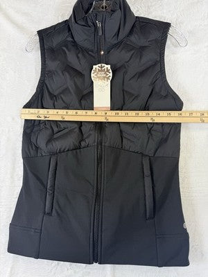Calia Puffer Vest XS Black Womens Run Running Cold Dash Full Zip New NWT