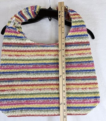 Gap Tote Bag Slouch Straw Rainbow Stripe Lined Womens Boho Handbag Purse New NWT