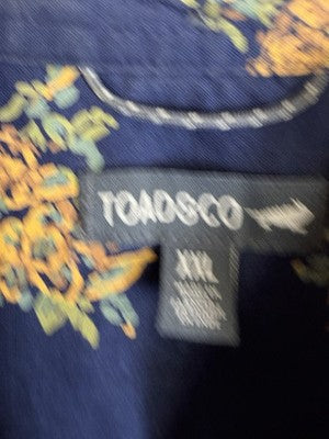Toad And Co Mens Shirt XXL Mattock Blue Floral Print Short Sleeve Button Up