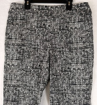 Marla Wynne Pants 12 Pull On Black White Ankle MarlaWynne Tummy Control