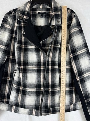 Torrid Flannel Moto Jacket 2X Womens Gray Plaid Full Zip Motorcycle Plus Size