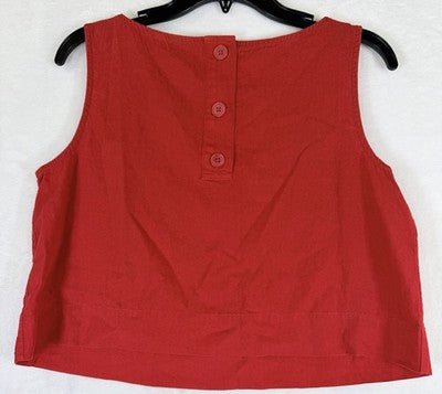 Gap Cropped Top Medium Petite Linen Blend Crop Shell Tank Sleeveless Red New NWT