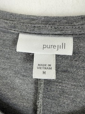 J Jill Dress Medium Pure Jill Gray Long Sleeve Pockets A Line Pima Modal Womens