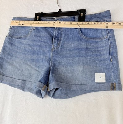 Old Navy Denim Shorts 14 Women Jeans Jean Roll Hem 3” Blue Mid Rise