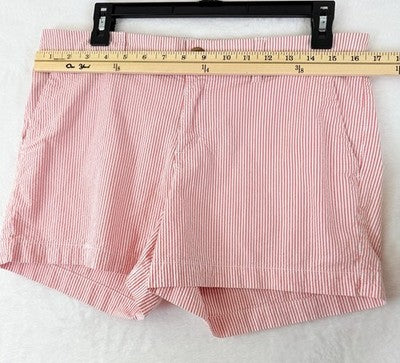 Old Navy Everyday Shorts 10 Womens 4” Pink White Striped Cotton Stretch