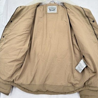 Levis Jacket Men Medium Woodsman Puffer Sherpa Coat Brown Levi’s Zip Snap Levi’s