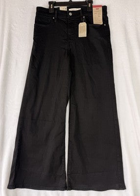 Levis 318 Shaping Wide Leg Jeans 30 Womens Black 30x30 Levi’s New NWT