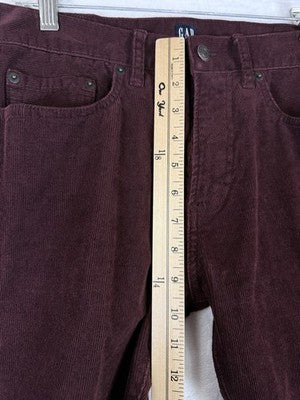 Gap Denim Corduroy Pants 29x30 Slim Fit Burgundy Mens