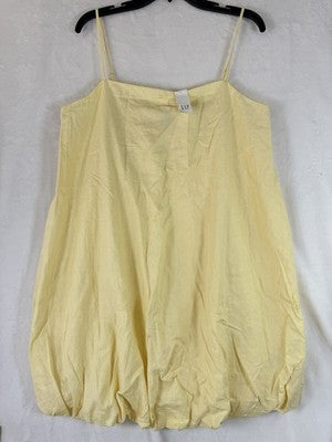 Gap Linen Blend Mini Dress Large Tall Bubble Hem Sleeveless Yellow Women New NWT