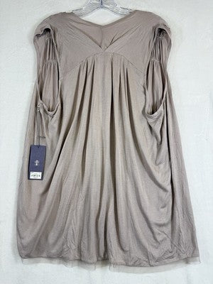Jennifer Lopez Top 1X Womens Sleeveless Beige Sequined