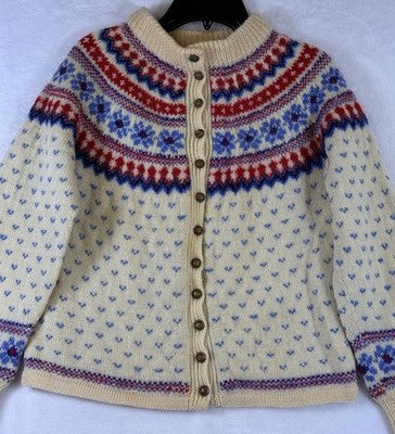 Carroll Reed Wool Cardigan Small Womens Vintage Fair Isle 70s 80s