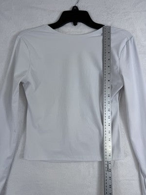 Forefair Backless Top White Long Sleeve Medium Womens Open Back