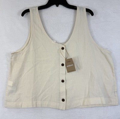 Patagonia Hemp Top Women Medium Island Whole Weave Natural Reversible Button New