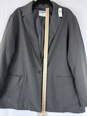 Old Navy Blazer Women 2X Gray Suit Jacket Classic Stretch Plus Size New NWT
