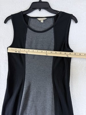 Banana Republic Dress 6 Black Gray Bodycon Sleeveless Knit Short Sleeve Womens