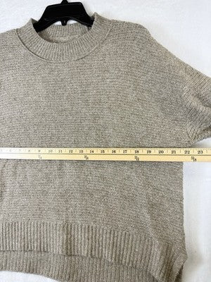 American Eagle Sweater Small Women Crew Neck Long Sleeve Boxy Pullover Beige