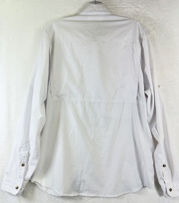 LL Bean Tropicwear Shirt Large Mens White Long Sleeve Button Up *FlawRead