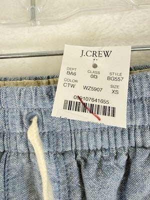 J Crew Shorts XS Mens 6” Drawstring Blue Linen Cotton Pockets New NWT
