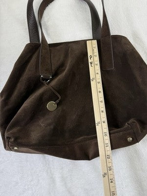 J Mclaughlin Bag Suede Leather Shoulder Tote Chocolate Brown Purse