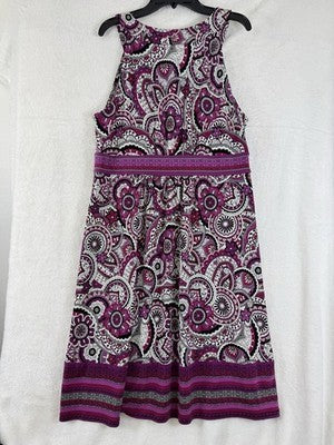 Apt 9 Dress Medium Petite Sleeveless Purple Paisley Fit Flare Womens