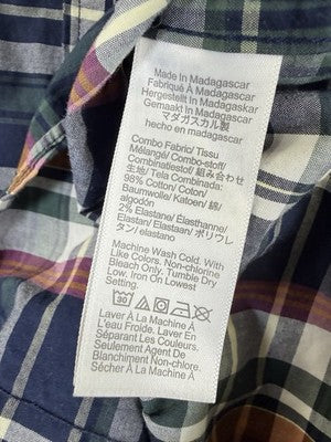 J Crew Shirt Large Men Flex Washed Slim Untucked Blue Plaid Button Down