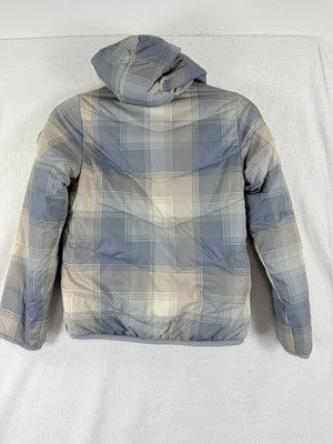Abercrombie Kids Girls 11/12 Jacket Faux Fur Gray Plaid Plush Fitch Reversible