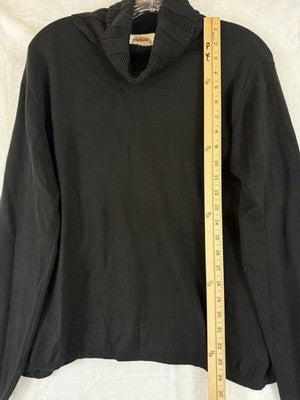 Vintage Talbots Sweater XL Turtleneck Silk Cashmere Wool Womens Black