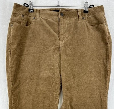 Talbots Corduroy Straight Leg Pants 14W Petite Golden Brown Heritage Fit Women