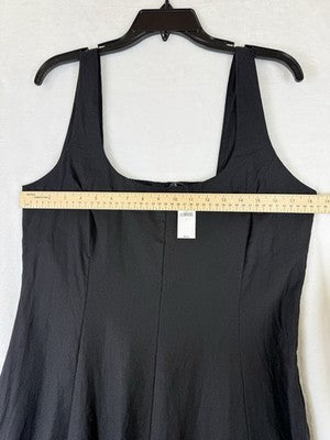 Gap Linen Blend Maxi Dress Large Women Black Sleeveless Fit & Flare Long New NWT
