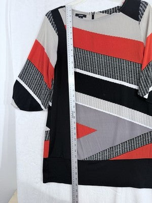 Alfani Tunic Tops Small Black Red Print Womens Top Blouse