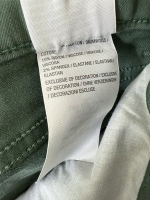 Susan Graver 14 Cropped Jeans Straight Leg Green Embellished Leaf