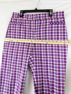 Ann Taylor Crop Pants 4 Purple Plaid Womens