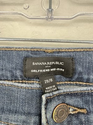 Banana Republic Girlfriend Jeans 29 8 Mid Wash Mid Rise Blue Women Denim