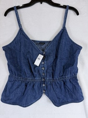 Gap Tops Medium Denim Peplum Cami Blue Sleeveless Festival Boho New NWT