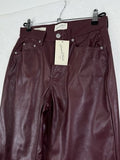 Universal Thread Faux Leather Pants 2 Women Burgundy Red Mid Rise 90s Baggy NEW