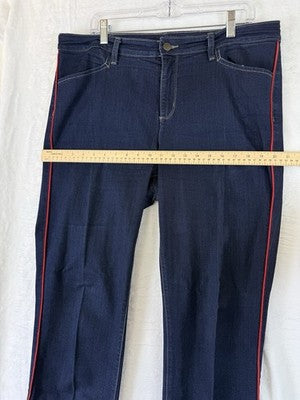 Charter Club Lexington Straight Jeans 16 Dark Blue Red Piping