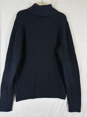 Duluth Trading Company Sweater Mens Medium Brigadier Shawl Neck Navy Blue Cotton
