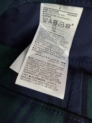 Old Navy Pixie High Rise Pants 2 Womens Green Blue Tartan Plaid New