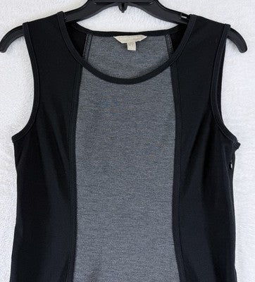 Banana Republic Dress 6 Black Gray Bodycon Sleeveless Knit Short Sleeve Womens
