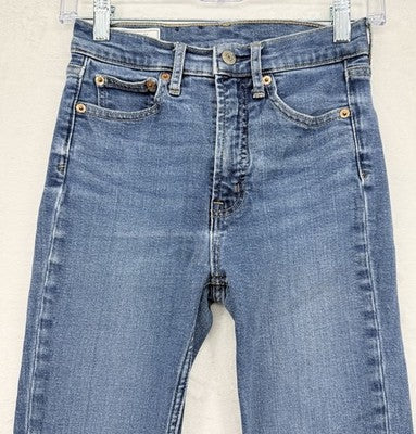 Gap Vintage Slim High Rise Jeans 25 0 Womens Blue Raw Hem Denim