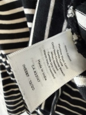 Talbots Tee Medium Knit Tops 3/4 Sleeve Square Neck Black White Stripe Womens