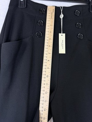 Max Studio Wide Leg Sailor Pants Small Black Pull On High Rise Womens New $128