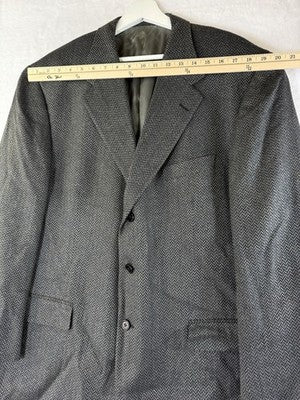 Tallia Mens Blazer 46R Wool Silk Suit Jacket Gray Herringbone